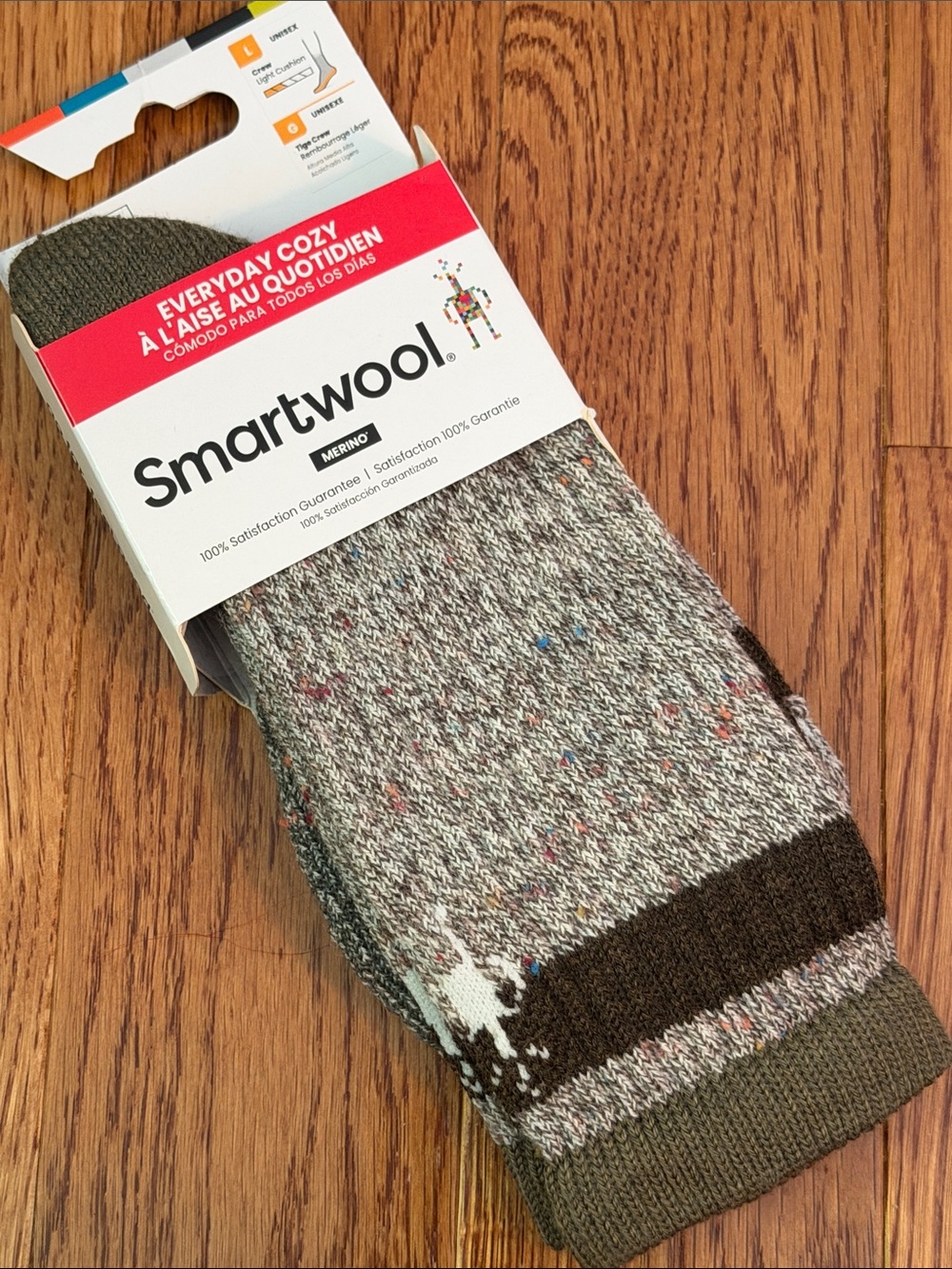 Smartwool Men's Olive and Brown Speckled Merino Crew Socks